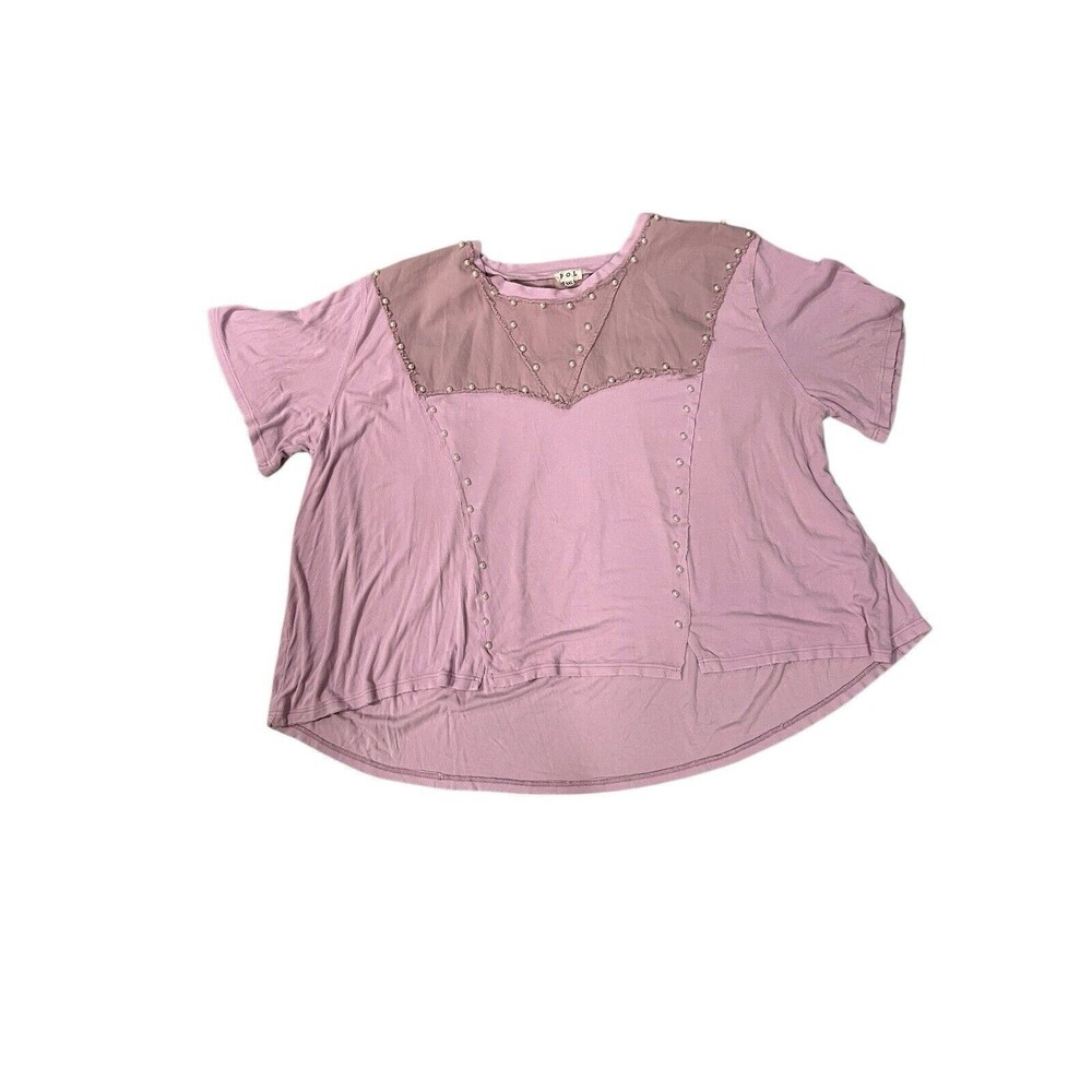 POL‎ Clothing KINO Womens Plus Sz 3X Lilac Pearl Embellished Oversized Top